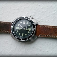 seiko 6105 sur bracelet montre cuir ammo