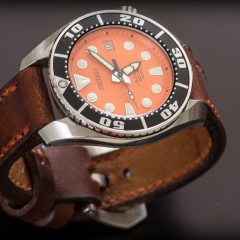 seiko sumo orange sur bracelet montre cuir ammo