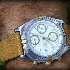 breitling sur bracelet montre galuchat jaune