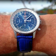 Breitling sur bracelet montre vanuatu alligator bleu