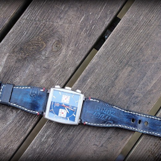 Tag Heuer Monaco sur strap ammo patiné